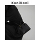 KONIKONI women's handbag genuine leather girls one-shoulder crossbody bag 2025 new niche high-end shell bag light luxury bag black