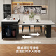Fengzhiyi solid wood island dining table integrated multi-functional medieval style retractable dining table living room kitchen high-end central guide table LJ-633 retractable island (including cabinet) + horn chair * 4 1.6m (slide rail socket + double hole tea stove)