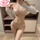 LangSha Japanese style pure lust underwear for women with small breasts, push-up, no steel ring, sexy lace adjustable bra set, Champagne set M 34/75 AB