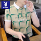 Playboy (Playboy) Casual Vielseitig vielseitiges Lapel Polo-Hemd Trendy Letters Drucken Männer kurzärmelig T-Shirt 2025 Sommer Neuer Top F9226 Khaki [Qualitätsgarantie] M (ca. 90-105 Jin [Jin gleich 0,5 kg] kann getragen werden)