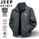 JEEP SPIRIT Jeep Jacket Men's Spring and Autumn Jacket Casual Top Solid Color Lapel Casual Jacket Dark Gray XL