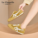 LA CHAPELLE SATOS MUJERES SOMBRES SOLO COMENDIDOS ALMENTRACIÓN ALGERA CAPACIONES para mujeres 2025 Nuevo verano de malla delgada versátiles versátiles casuales zapatos planos amarillos xxe6625-2 37