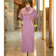 Fengxiao cheongsam wedding banquet mom summer wedding banquet outfit for mother-in-law 2025 new mom Chinese style dress noble and young light purple 2XL