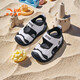 ANTA Children's Sandals Baby Shoes 2025 Winter New Velcro Toe Anti-collision Soft Elastic Beach Shoes Male Black/Snowflake White 0036-2 25