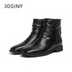 Zhuo Shini Autumn and Winter Slim Boots Short Boots Shoes French Wrinkle Thick Heel Small Naked Boots Black 37