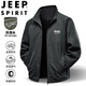 JEEP SPIRIT Jeep Jacket Men's Spring and Autumn Jacket Casual Top Solid Color Lapel Casual Jacket Dark Gray XL