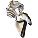 Calznklien silk scarf 100% mulberry silk small square scarf fake collar shawl birthday gift for mother leader souvenir off-white striped high-end gift box high-end