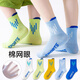 Yu Zhaolin 5 pairs of children's socks for boys spring and autumn thin cotton sports deodorant and sweat-absorbent boys' mesh youth boneless middle tube