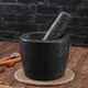 Shantou Lincun garlic pounding jar stone household jar type garlic pounding stone mortar, original garlic mortar, medicine jar, stone grinder, black granite special number 18 cm jar type polished stone mortar for delivery