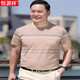 恒源祥2025夏季圆领休闲纯棉中年男士短袖t恤爸爸装老年人上衣有口袋T 中灰 6625 M 165/【85斤-110斤