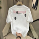 
GTYUWVG2025 summer new American 220g pure cotton retro black top couple outfit versatile round neck short-sleeved T-shirt for men and women V695 black M