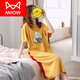 Catman (Miiow) Marke Nighthot für Frauen Sommer reines Baumwoll kurzärmelige Long-Knie-Pyjama 2023 New Cotton Korean Thin Home Clothing 9901 Langer Rock M.