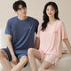 莫代尔夏季男士睡衣男情侣款女士带胸垫短袖短裤夏天凉感休闲家居服套装 01N15801女 01N15601男 XL 男- 120-140斤