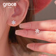Grace Girl platinum snowflake earrings for women, fashionable and elegant earrings, small and versatile, practical birthday gifts for girlfriends and wives, platinum snowflake earrings