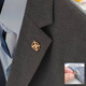 QUAMER老凤凰金店款胸针男士西装礼服制服帽子袖口胸花小领针衬衫领扣徽 六芒星金色