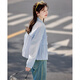 尚静甜美花边拼接外套25年夏新轻薄遮阳户外宽松短外套女 蓝色  M 