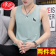 LangSha solid color vest for men in summer slim round neck letter printed base shirt casual sports fashion fitness vest 9793 black + 9228 white S recommended 70-90Jin [Jin equals 0.5 kg]