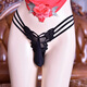 The long night of transvestite underwear men's masculine thong men's self-rolling ice silk low-waist lace airplane special black set opening butterfly thong