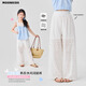 Moonkids Girls 'Hosen Sommer Dünne Kinderhöhle Spitze mit Weitbein-Hose Mädchen weißer Sommer 2025 Casual Straight Hosen zweiteiliger Set [15090 Weitbeinhosen + 9889 Kurzarm] 170 cm