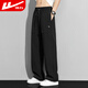 Pull back casual pants men's summer ice silk thin versatile breathable overalls loose sports pants men black L