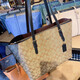 蔻驰（COACH）新款MOLLIE托特包购物袋单肩手提包官方正品 CV967 IMQRX 棕色印花带小标 清