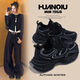 Global niche black trendy dad shoes for women 2025 autumn new hot style versatile casual thick-soled sneakers
