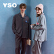 YSO Cool Cat Series Pajamas for Women Spring and Autumn Couple Set Gift Dark Gray Men's Set XL