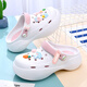 SNOOPY Snoopy Girls' Croc Shoes Children's Thick-soled Outerwear Garden Shoes Baotou Beach Sandals 4972 White Powder 37