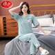 Langsha High-End-Pyjamas für Frauen reine Baumwolle 2025 Neue kurzärmelige Hosen Hauskleidung für dünnen Baumwollanzug 7374 Bohnenpaste Pulver M 80-100jin [Jin gleich 0,5 kg]
