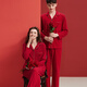 Fenteng Spring and Autumn Couple Red Pajamas Women's Long Sleeve Wedding Zodiac Year Newlywed Suit Big Red Single Women's L