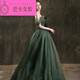 NJTD dress female 18-year-old feeling banquet student ceremony annual meeting hosted the noble temperament Hepburn style green strap model one size l