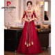 Pier Cardin Toasting Suit Bride 2025 Nuevo verano Borgoña Borgoña Vestido de boda de boda de manga larga para mujeres Borgoña larga [684] 2XL