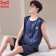 Catman (Miiow) Pajamas Men's Veste Sans manches Shorts en deux pièces Summer Ice Ice Silk Cool rapide Boule sèche Uniforme Étudiant de grande taille [Suit sans manche en soie de glace] Q9905 L Men [100-125Jin [Jin est égal à 0,5 kg]]]