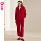 Fenteng Spring and Autumn Couple Red Pajamas Women's Long Sleeve Wedding Zodiac Year Newlywed Suit Big Red Single Women's L