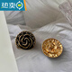 Shantou Lincun Buttons Clothes Buttons High-End Coat Buttons Retro Small Fragrance Flower Buttons Black Gold Exquisite Jacket Diameter 20mm 6pcs
