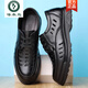 Specht Marke Sandals Herren 2025 Sommer echtes Leder atmungsaktives lässige Lederschuhe für Herren Hollow Hole Schuhe Weiche Sohle Vaters Schuhe 6627 Black Hollow 38
