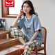 MiiOW pure cotton pajamas for women spring and summer short-sleeved trousers casual loose Korean style home clothes autumn can be worn outside T-9712 ​​(short-sleeved trousers) M (85-105Jin Jin equals 0.5 kg)