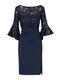 Adrianna Papell Women's Floral Lace Combo Dress Navy 16
