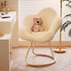 Jifei internet celebrity makeup chair girls bedroom dressing table stool light luxury cream style rotating makeup stool petal back chair white fixed type thickened white frame