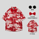 Cherry-embellished groomsmen clothing brothers clothing men's short-sleeved floral shirt pants knot wedding funny loose game performance brother group clothes 3105 red + black knot XL (125-140Jin Jin equals 0.5 kg)