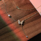 Fat Donglai quality tassel pearl pendant, gentle and fashionable S925 silver necklace, shiny zircon inlaid butterfly necklace