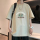 青少年短袖T恤男2025新款夏季纯棉宽松高中生大童初中生男生上衣 【2件装】672卡其+671绿色 M 100-115斤