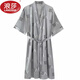 LangSha light luxury nightgown men's summer short-sleeved thin ice silk bathrobe men's mid-length sexy pajamas spring and autumn home clothes 13006 dark gray letter robe short-sleeved 3XL 185 170-200Jin Jin equals 0.5 kg
