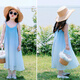 Little Bear Elf (xiaoxiongjingling) mother-daughter parent-child wear summer gradient color suspender dress high-end seaside beach dress sisters fashionable street glacier blue dress 80 mother size S (recommended weight 80-100 Jin Jin equals 0.5 kg)