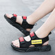 Boys Sandals Summer New Children's Sports Anti-Slip Beach Shoes Medium and Large Boys Soft Bottom Sandals Summer Style TX155 Black Red 34
