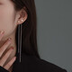 925 sterling silver ear wire earrings for women ins new trendy brushed square long tassel earrings earrings niche high-end sense silver long no Specifications