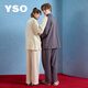 YSO Cool Cat Series Couple's Pajamas Spring and Autumn Style Can Be Weared Outside Home Clothes Set Dark Gray Men's Set M