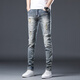 Lee Dprre Jeans Männer 2025 Neues Trend High-End-Riss Frühling Herbst Herbst Männer schlanke Füße Männer Kaffee schwarz 1048 Models 28