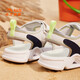 Anta children's sandals, boys' shoes, summer new Velcro outdoor open-toe soft elastic beach shoes, sand gray/new ink blue-1 38