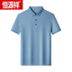 Hengyuanxiang Color sólido Camiseta de manga corta para hombres 2025 Summer El nuevo estilo Mulberry Mulberry Silk Business Lapel Camiseta Polos BY9906-Blue S 165/48 [Adecuado para el peso 90-120 Jin [Jin iguala 0.5 kg]]